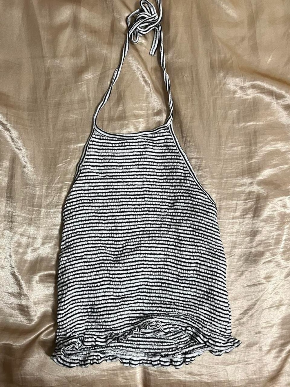 ੈ✩‧₊˚ striped ruched halter top
